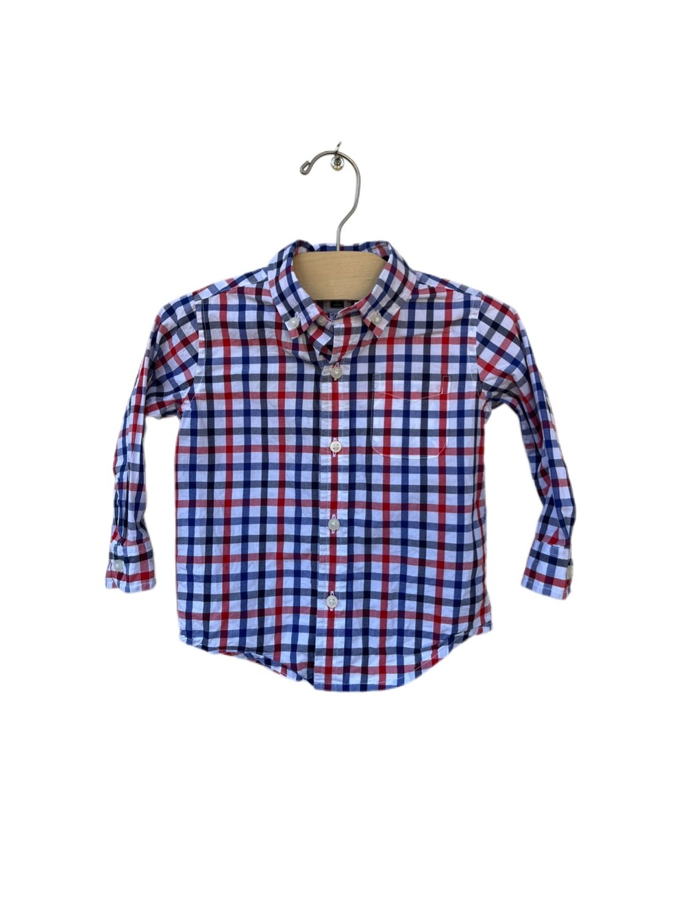 Janie and Jack 12-18m Classic Red & Blue Plaid Cotton Button-Down Dress Shirt